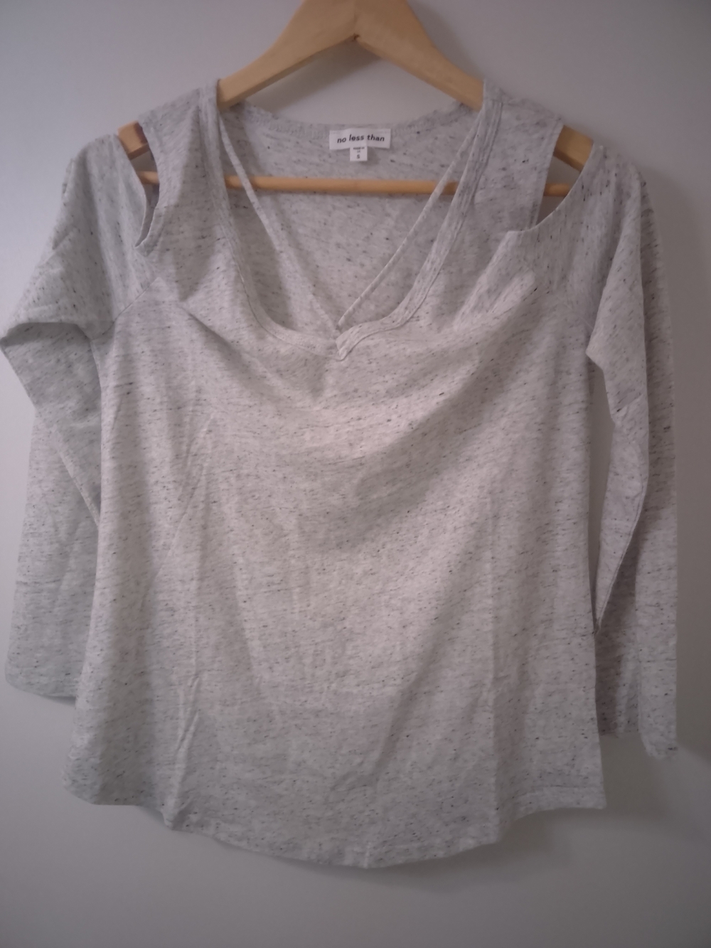 NWOT grey marl cold-shoulder long-sleeve top